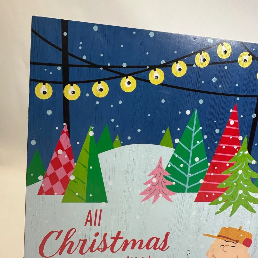 Hallmark Peanuts Charlie Brown Light-Up Sentiment Christmas Wood Sign‎ 12.5in